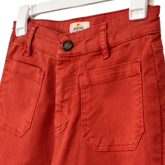 Marine Layer Wide Leg Bridget Crop Orange Denim Pants Size 4 NWOT Womens - Picture 4 of 11